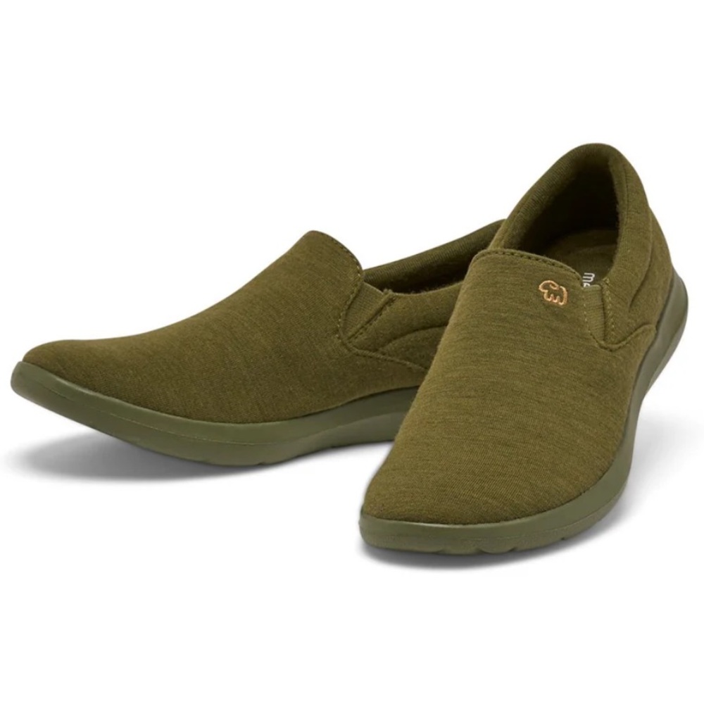 Women’s Merinos Olive Green Slip-On Wool Shoes Washable 10 Like New